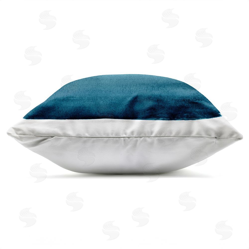 Allie Corbin Aqua Ombre Gradient Outdoor Quick-Dry Polyester Square Throw Pillow Zipper Detail