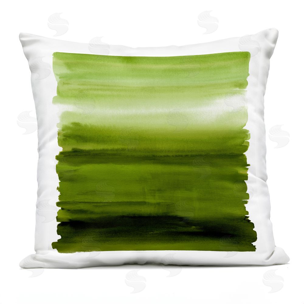 Allie Corbin Earthy Green Ombre Outdoor Quick-Dry Polyester Square Throw Pillow