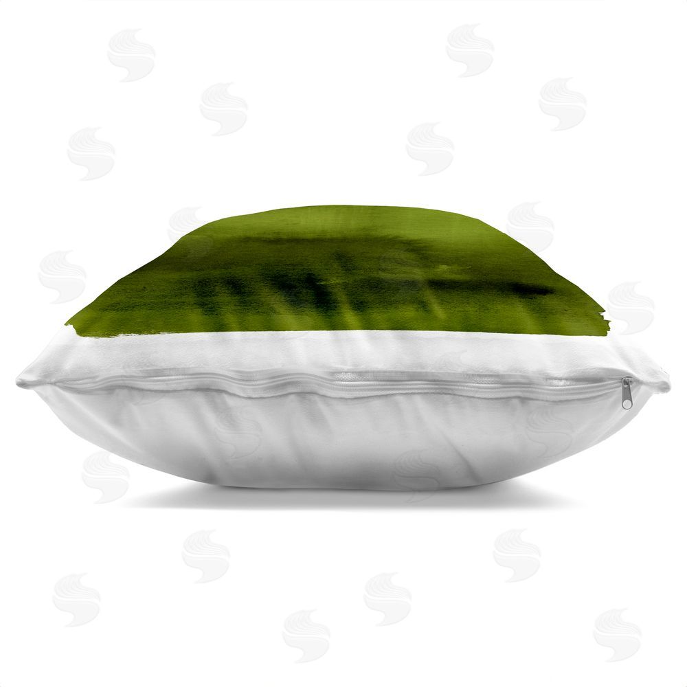 Allie Corbin Earthy Green Ombre Indoor Plush Polyester Square Throw Pillow Zipper Detail
