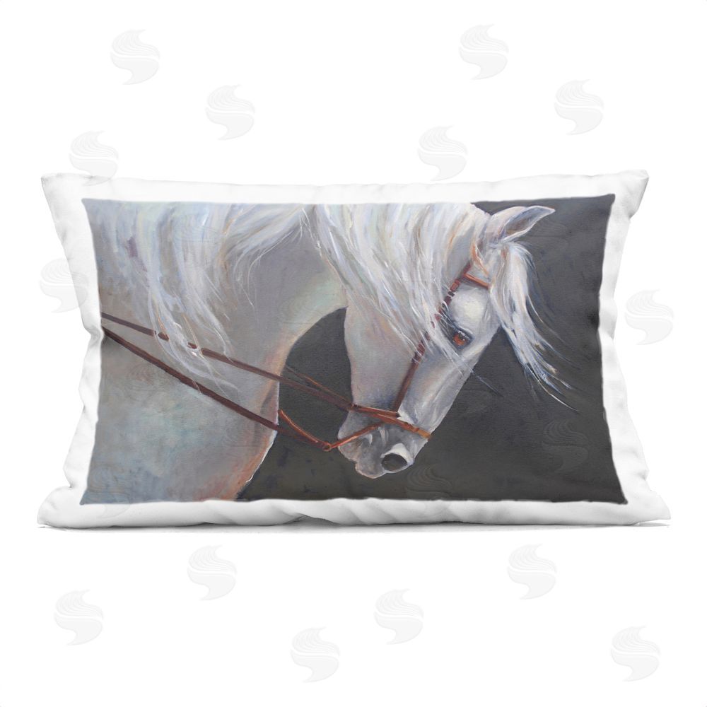 Jadei Graphics Majestic White Mare Indoor Plush Polyester Lumbar Pillow