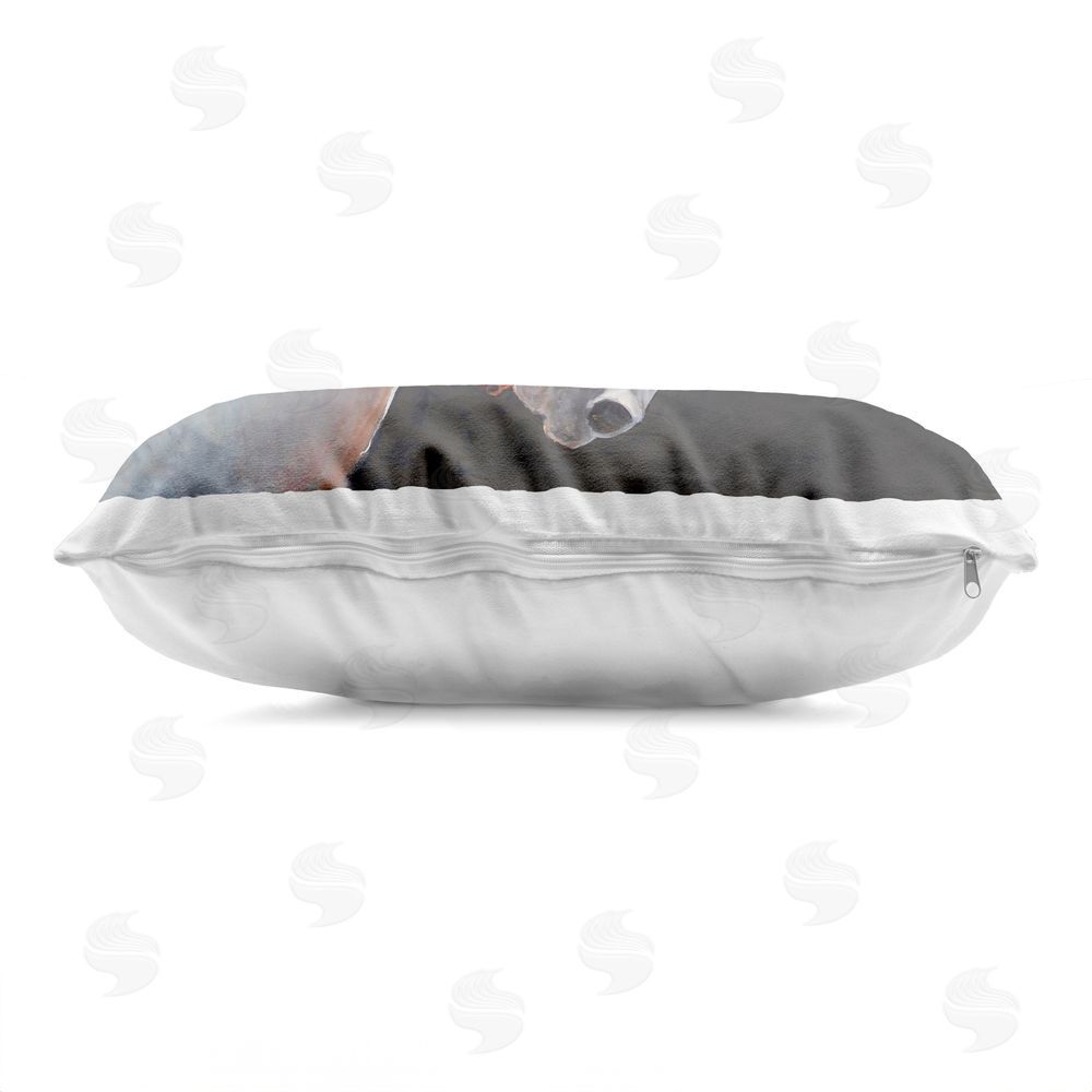 Jadei Graphics Majestic White Mare Indoor Plush Polyester Lumbar Pillow Zipper Detail