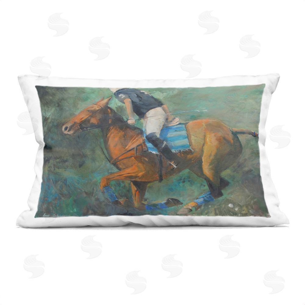 Jadei Graphics Polo Rider in Dynamic Motion Indoor Plush Polyester Lumbar Pillow