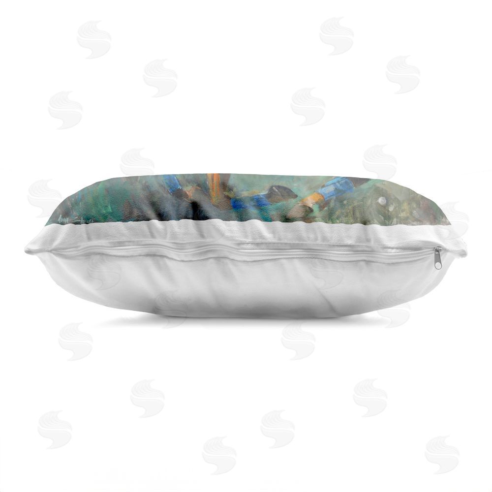 Jadei Graphics Polo Rider in Dynamic Motion Indoor Plush Polyester Lumbar Pillow Zipper Detail