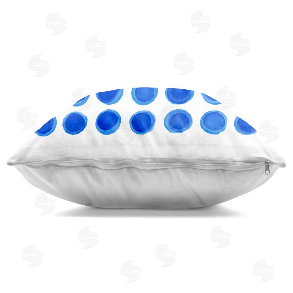Martina Pavlova Blue Dots Uniform Pattern Indoor Plush Polyester Square Throw Pillow Zipper Detail