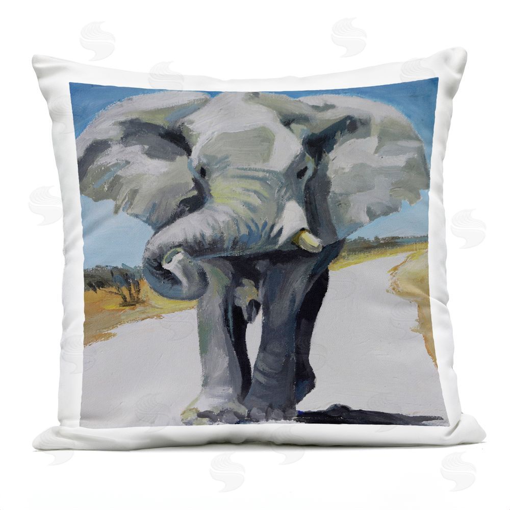 Violeta Vollmer Majestic Elephant on Path Outdoor Quick-Dry Polyester Square Throw Pillow