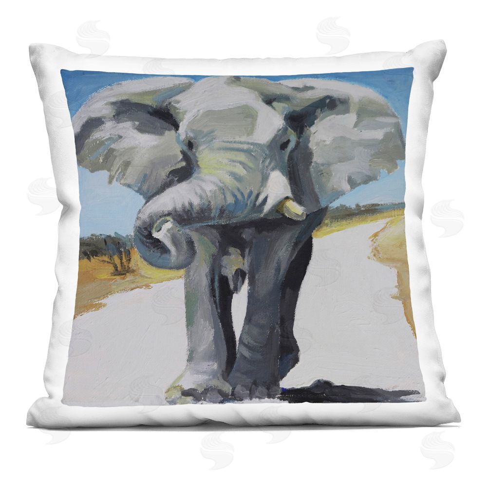 Violeta Vollmer Majestic Elephant on Path Indoor Plush Polyester Square Throw Pillow
