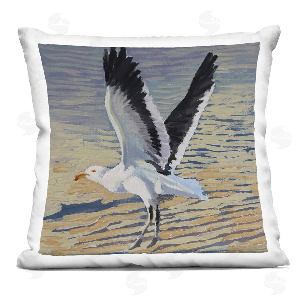 Violeta Vollmer Seagull Taking Flight Indoor Plush Polyester Square Throw Pillow
