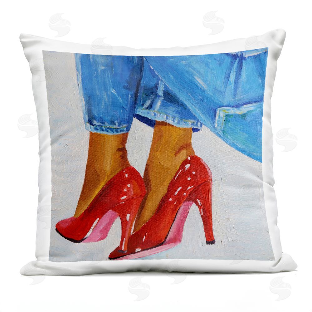 Violeta Vollmer Chic Red Heels Portrayal Outdoor Quick-Dry Polyester Square Throw Pillow