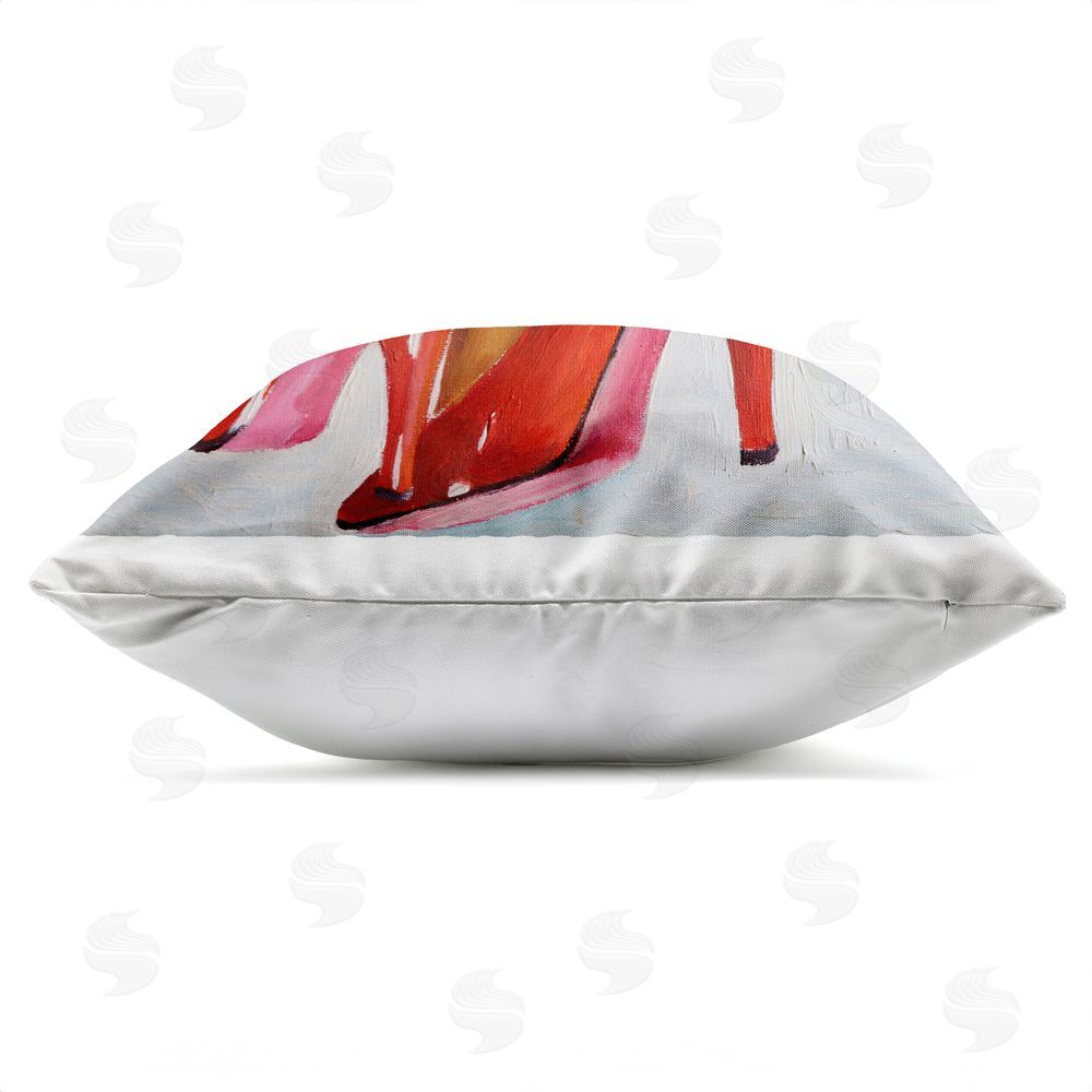 Violeta Vollmer Chic Red Heels Portrayal Outdoor Quick-Dry Polyester Square Throw Pillow Zipper Detail