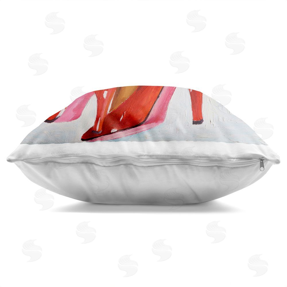 Violeta Vollmer Chic Red Heels Portrayal Indoor Plush Polyester Square Throw Pillow Zipper Detail