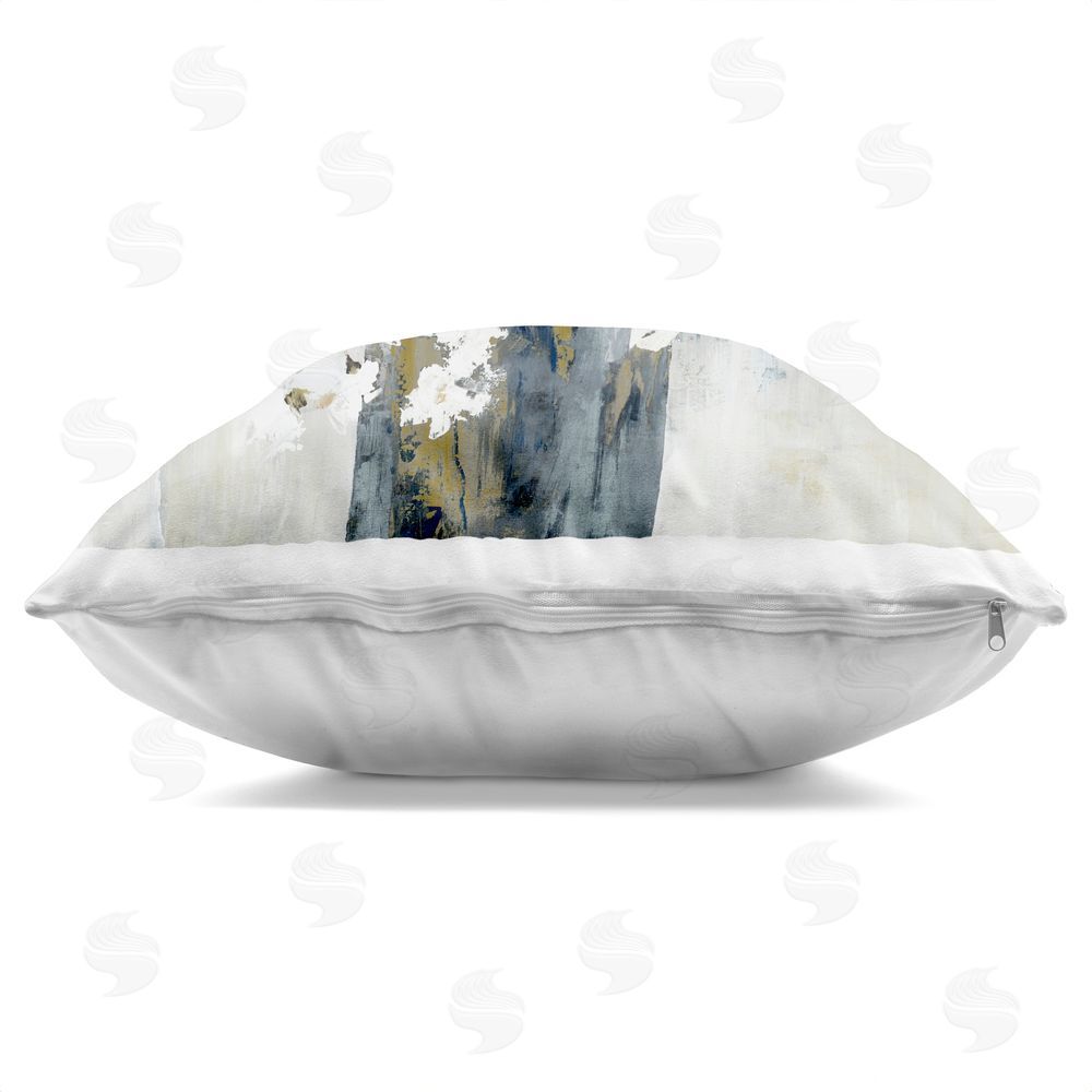 Lorenzo Collective Mindful White Florals Indoor Plush Polyester Square Throw Pillow Zipper Detail