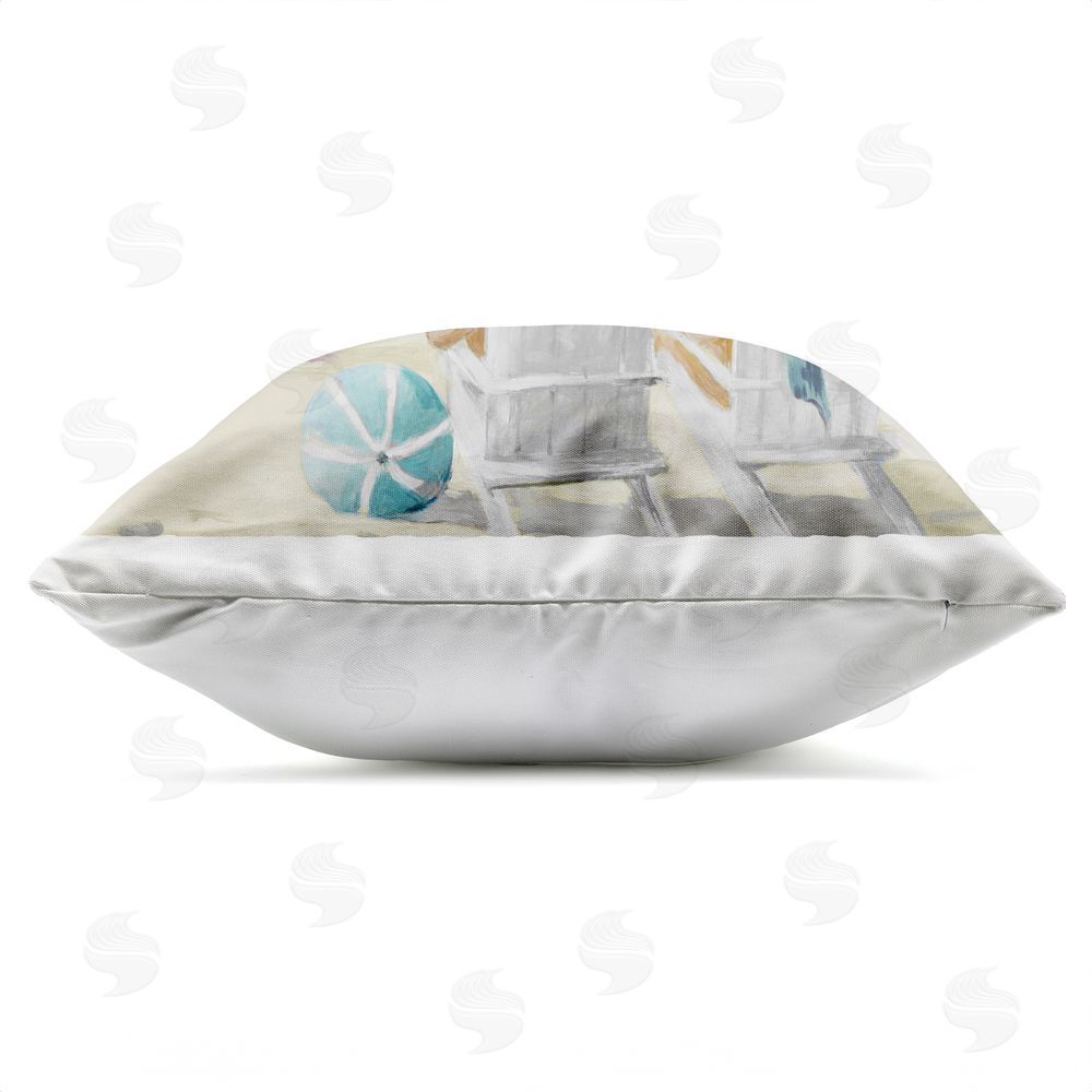 Lorenzo Collective Sandy Day At The Beach Outdoor Quick-Dry Polyester Square Throw Pillow Zipper Detail