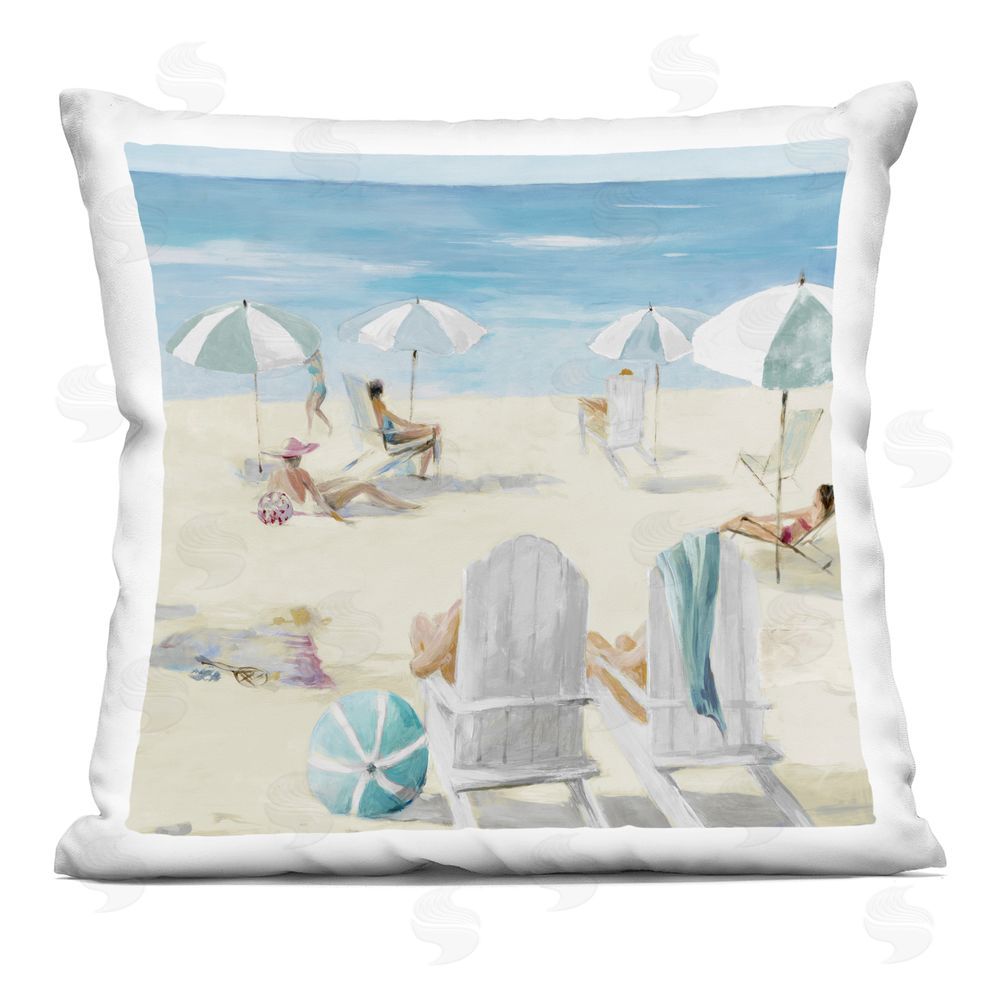 Lorenzo Collective Sandy Day At The Beach Indoor Plush Polyester Square Throw Pillow