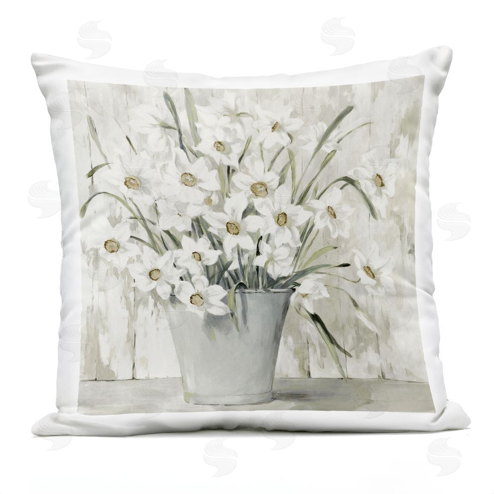 Lorenzo Collective Country Floral Tin Vase Outdoor Quick-Dry Polyester Square Throw Pillow