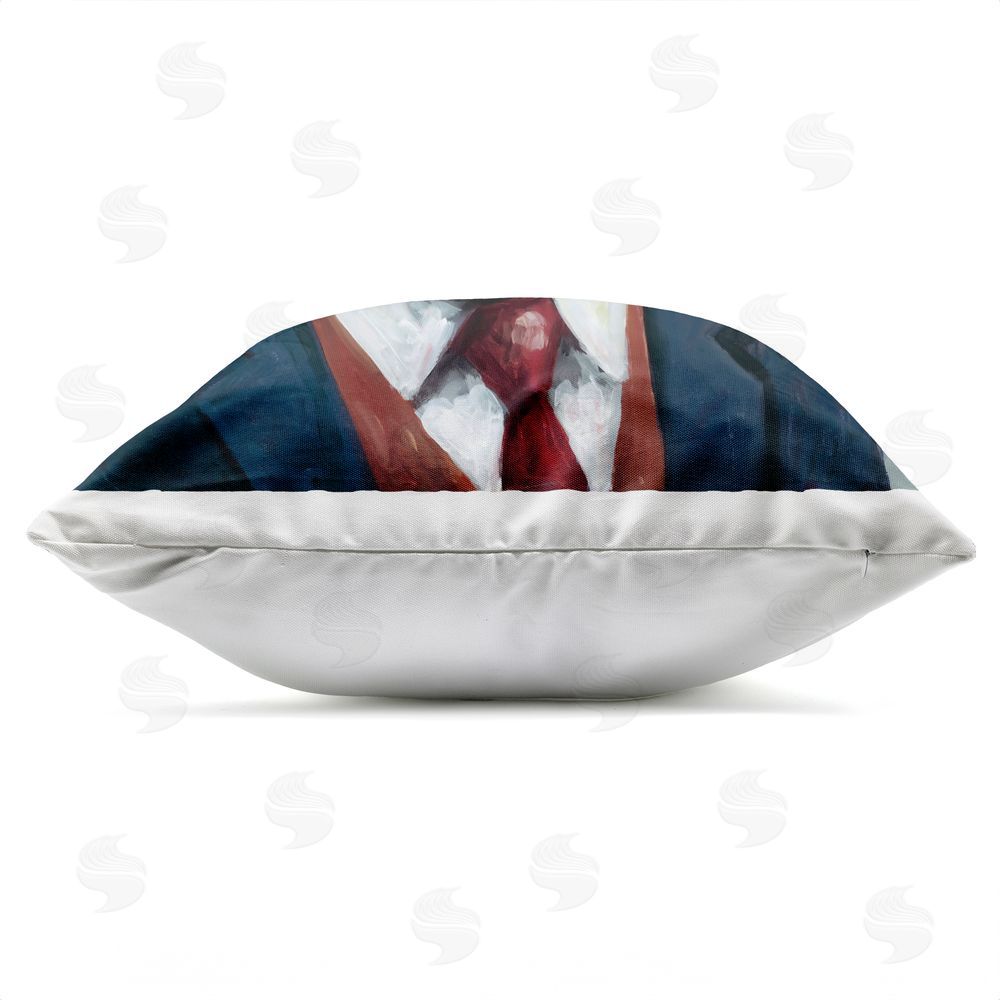Studio Bautista Bark Kent Portrait Outdoor Quick-Dry Polyester Square Throw Pillow Zipper Detail