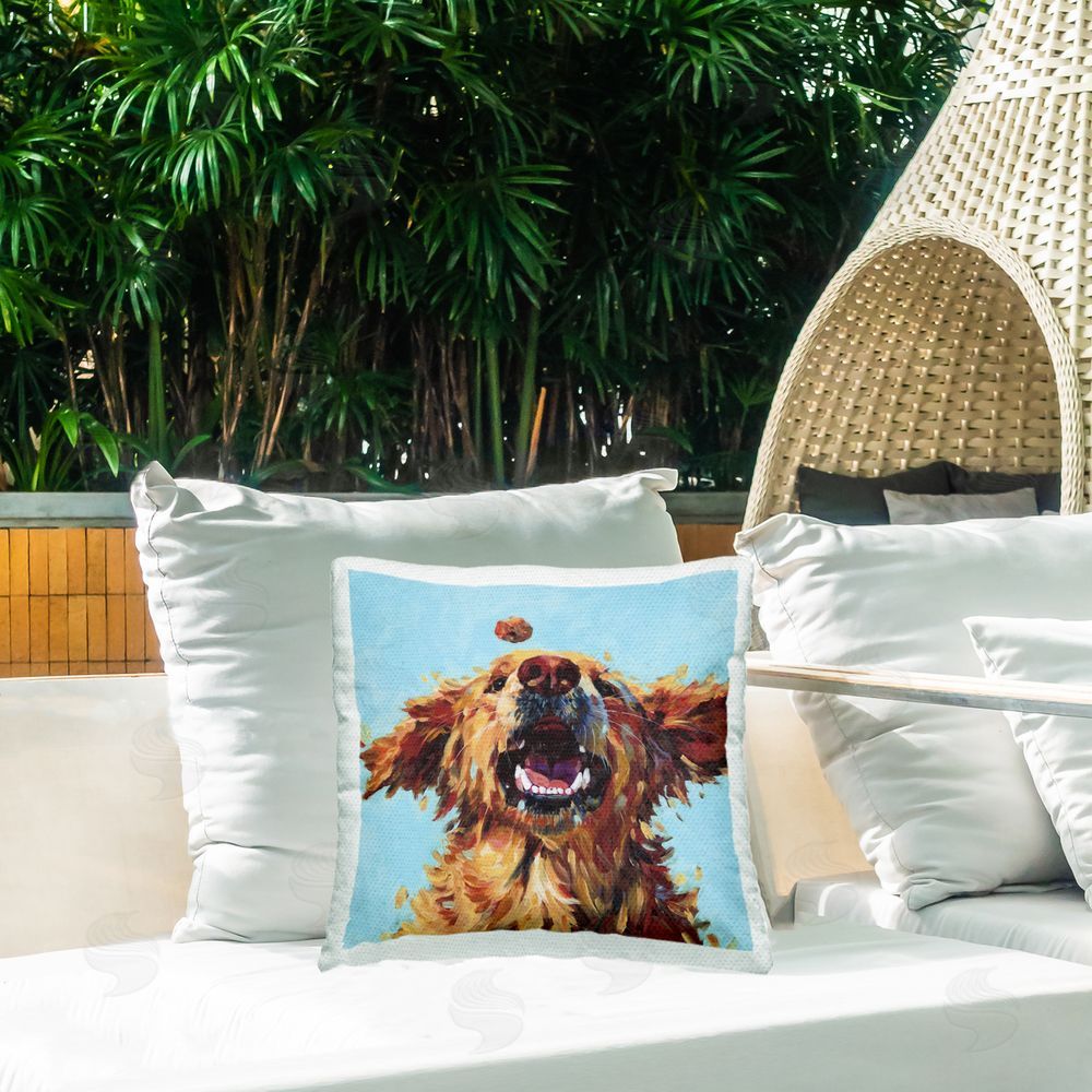 Studio Bautista Treato Loyal Dog Outdoor Quick-Dry Polyester Printed Square Pillow on Patio