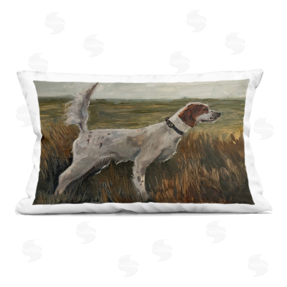 Marian Parsons Pointer Canine in Golden Field Indoor Plush Polyester Lumbar Pillow