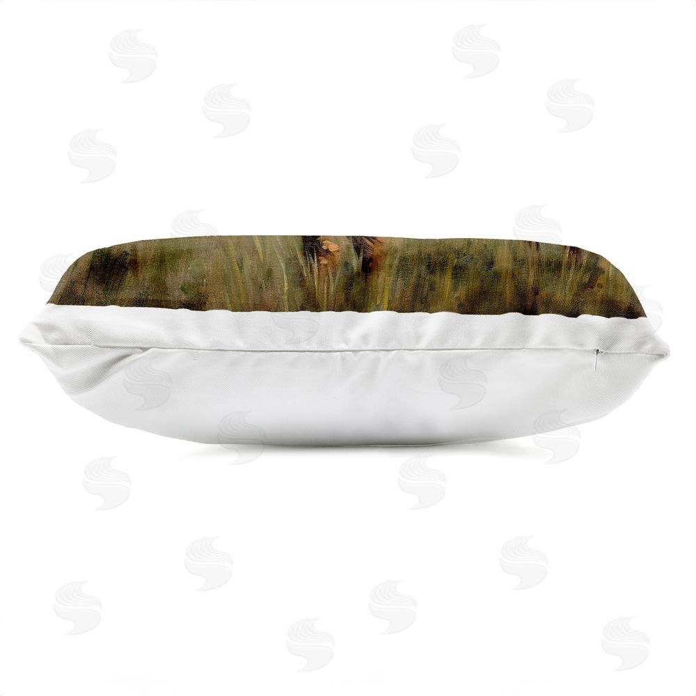 Marian Parsons Collared Hound in Tall Grasses Outdoor Quick-Dry Polyester Lumbar Pillow Zipper Detail