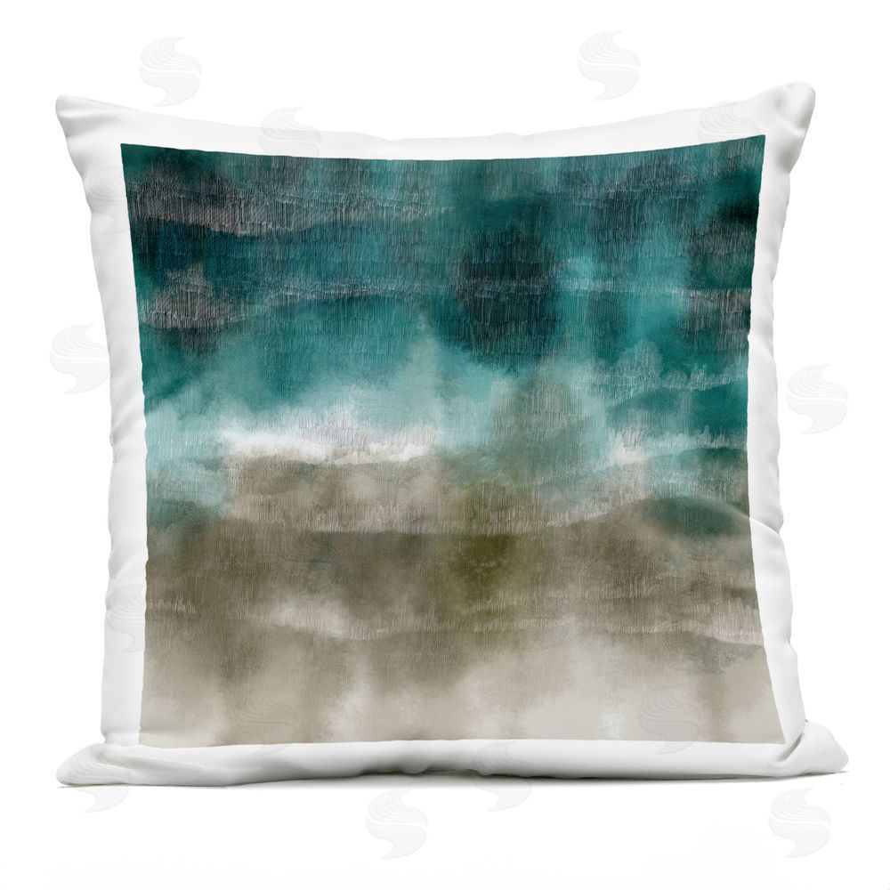 Danhui Nai Wave Tapestry in Teal Haze Outdoor Quick-Dry Polyester Square Throw Pillow