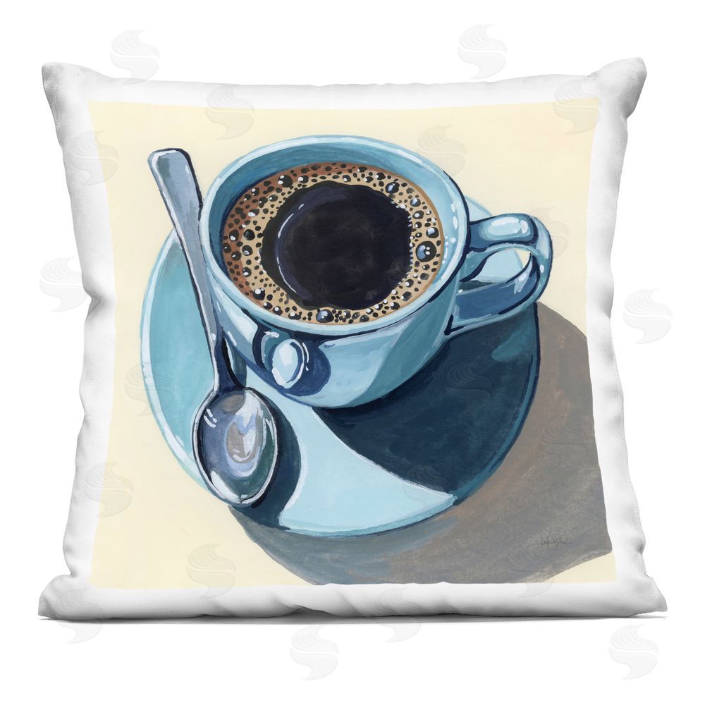 Kate Jarvik Birch Black Coffee with Crema Indoor Plush Polyester Square Throw Pillow