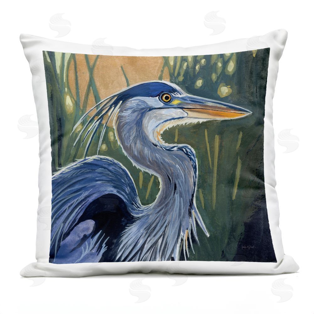 Kate Jarvik Birch Blue Heron Backlit in Morning Outdoor Quick-Dry Polyester Square Throw Pillow