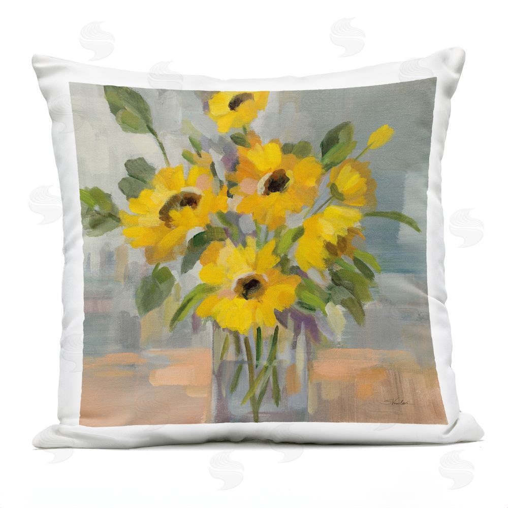 Silvia Vassileva Sunny Florals Impression Outdoor Quick-Dry Polyester Square Throw Pillow