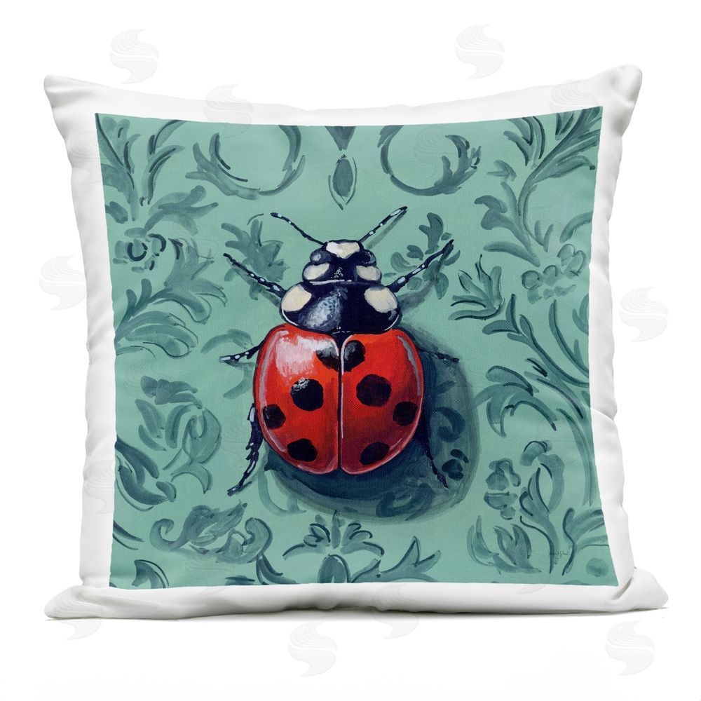 Kate Jarvik Birch Lady Bug In The Parlor Room Outdoor Quick-Dry Polyester Square Throw Pillow