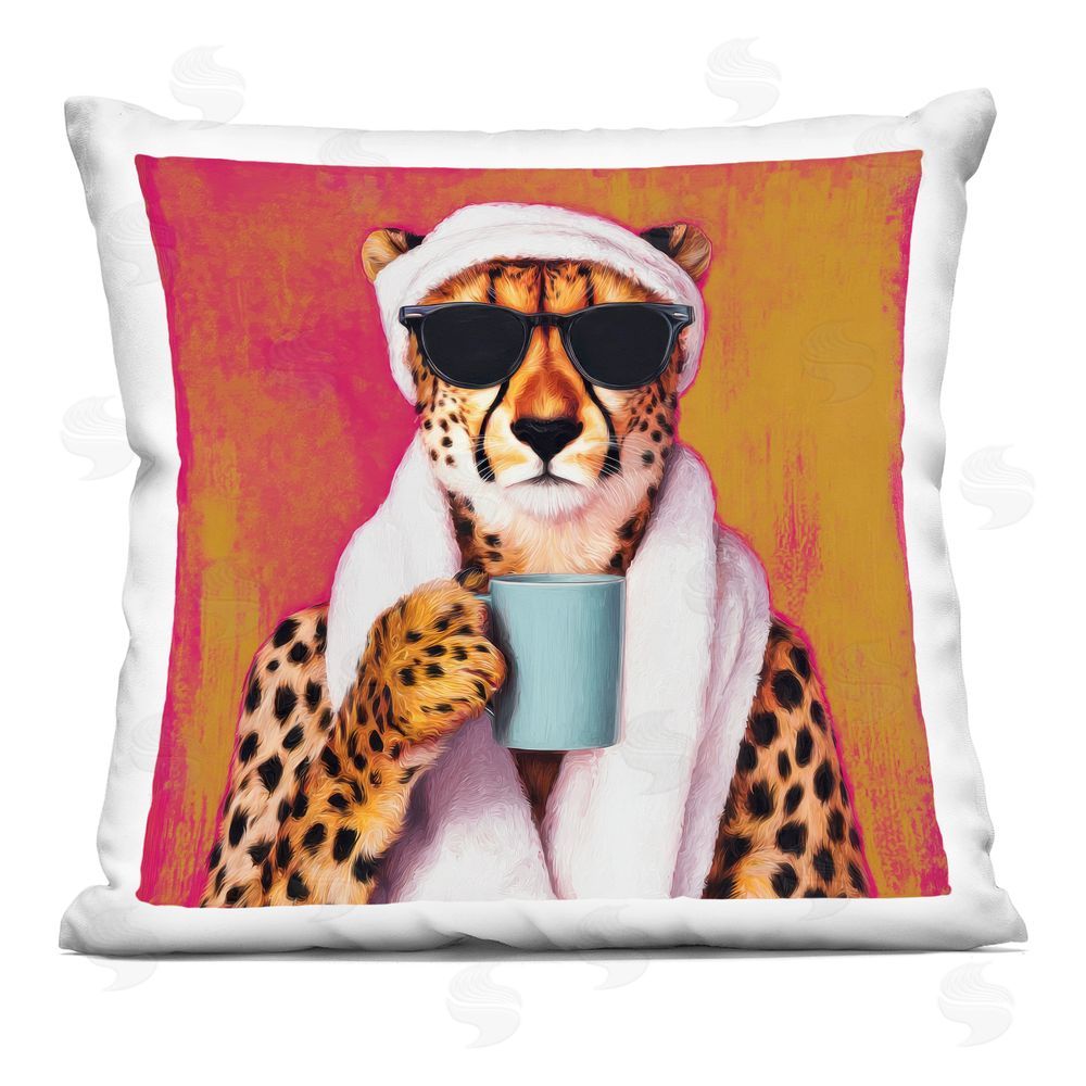Lazar Studio Me-Time Leopard Self Care Indoor Plush Polyester Square Throw Pillow