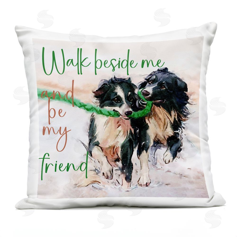 Kim Curinga Be My Friend Dog Duo Outdoor Quick-Dry Polyester Square Throw Pillow
