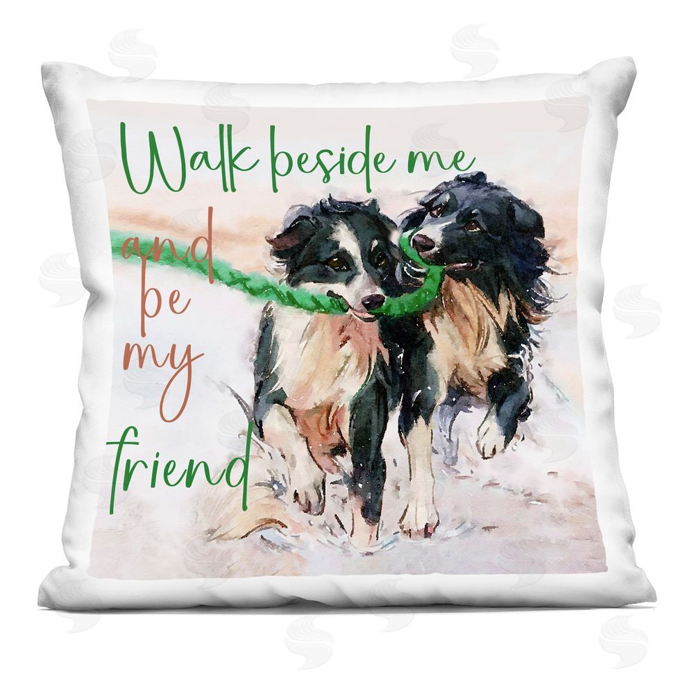 Kim Curinga Be My Friend Dog Duo Indoor Plush Polyester Square Throw Pillow
