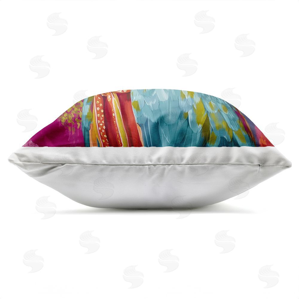 Lazar Studio Plumage & Petals Parrot Outdoor Quick-Dry Polyester Square Throw Pillow Zipper Detail