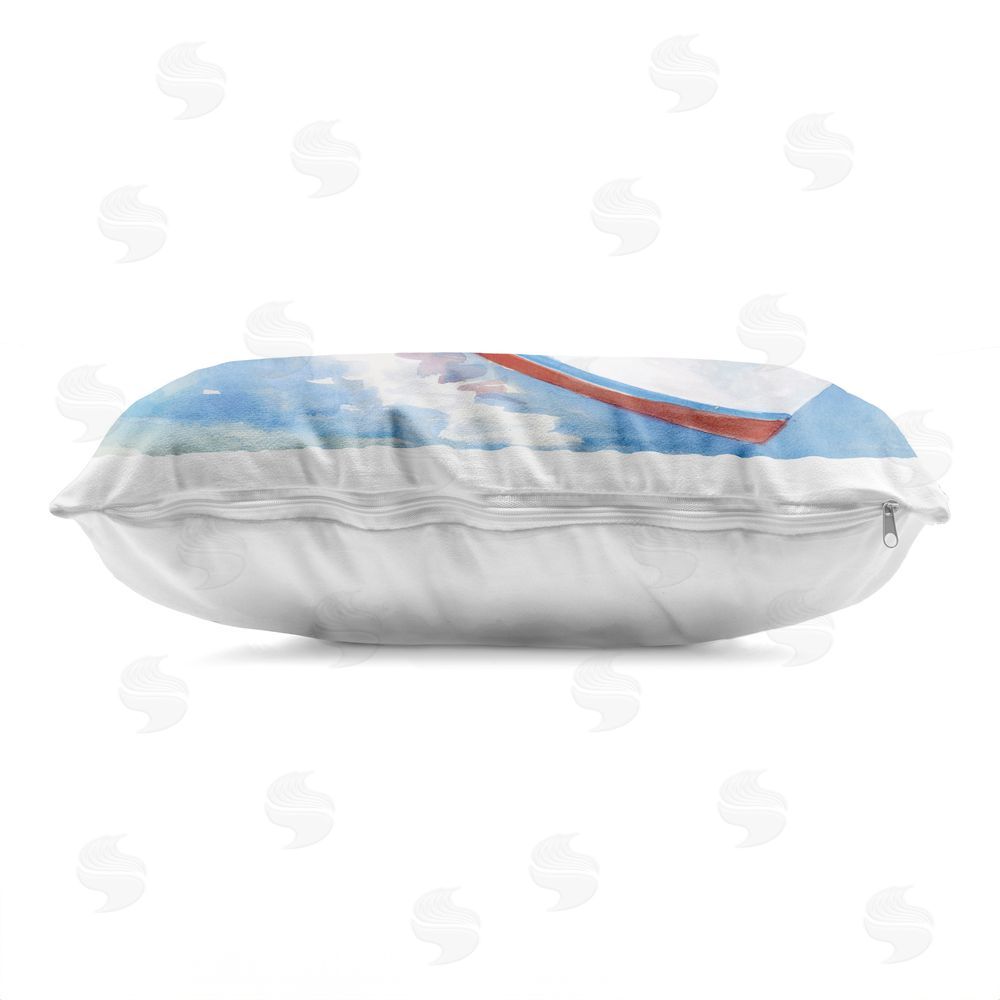 Stellar Design Studio Bear Fishing in Speedboat Indoor Plush Polyester Lumbar Pillow Zipper Detail