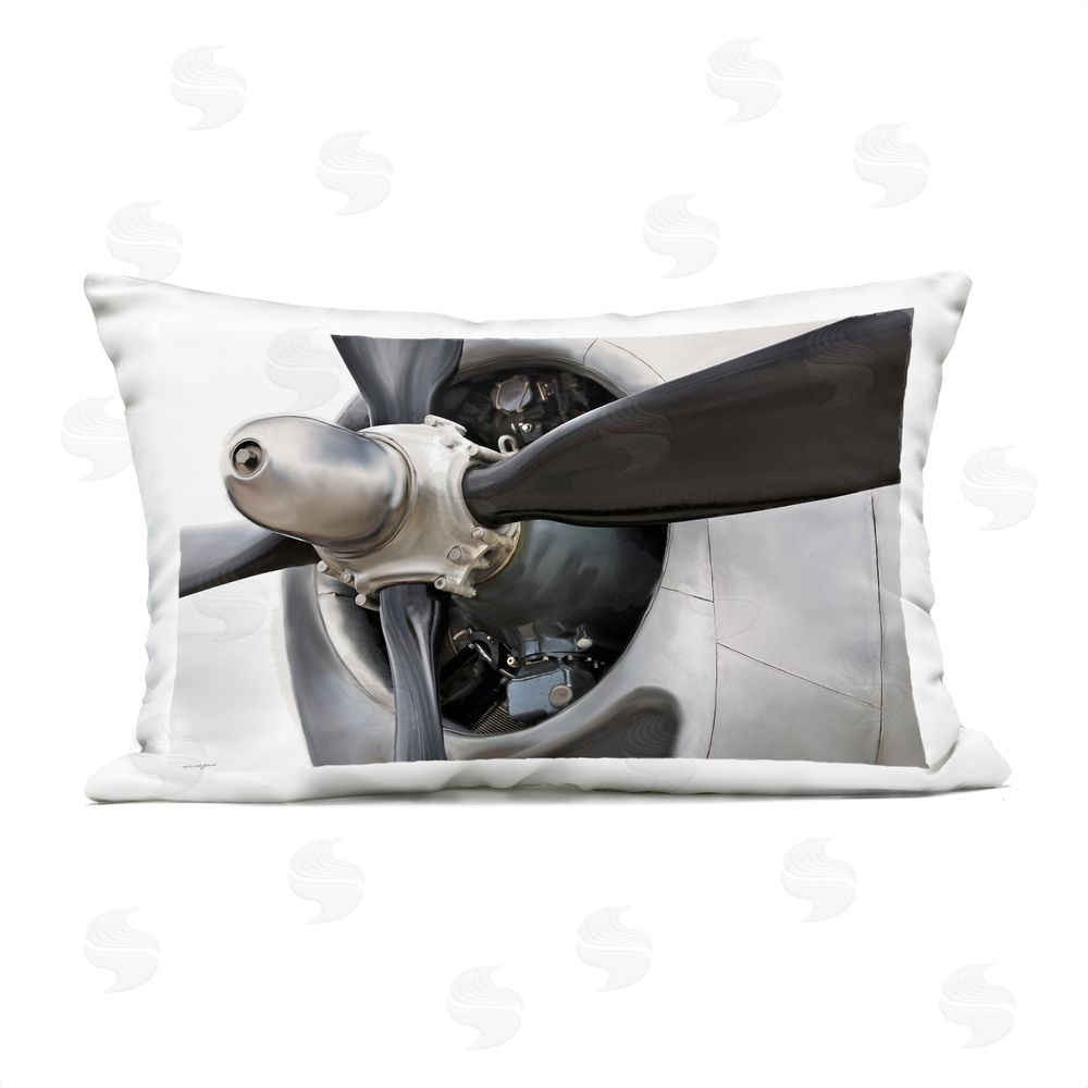 Seven Trees Design Polished Aircraft Propeller Closeup Outdoor Quick-Dry Polyester Lumbar Pillow