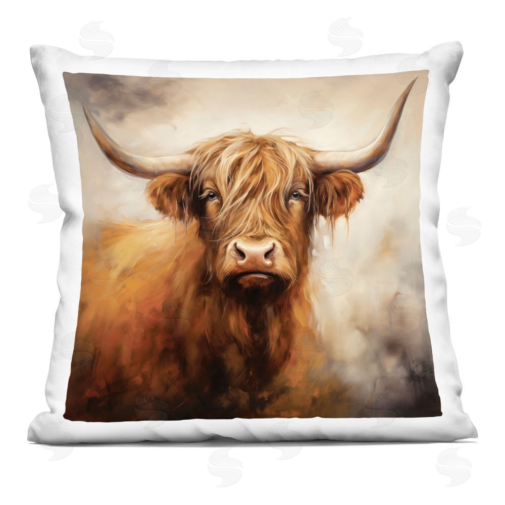 Heidi Kuntz Rusty Highland Bull Portrait Indoor Plush Polyester Square Throw Pillow