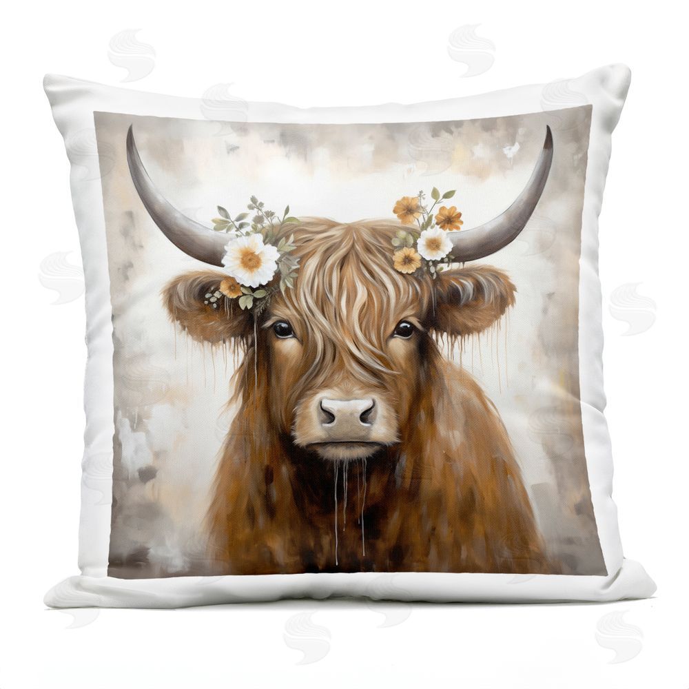 Heidi Kuntz Martha The Highland Cattle Outdoor Quick-Dry Polyester Square Throw Pillow