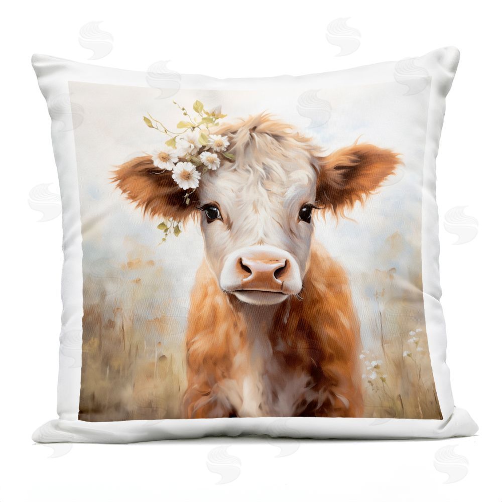 Heidi Kuntz Daisy Crowned Calf Outdoor Quick-Dry Polyester Square Throw Pillow