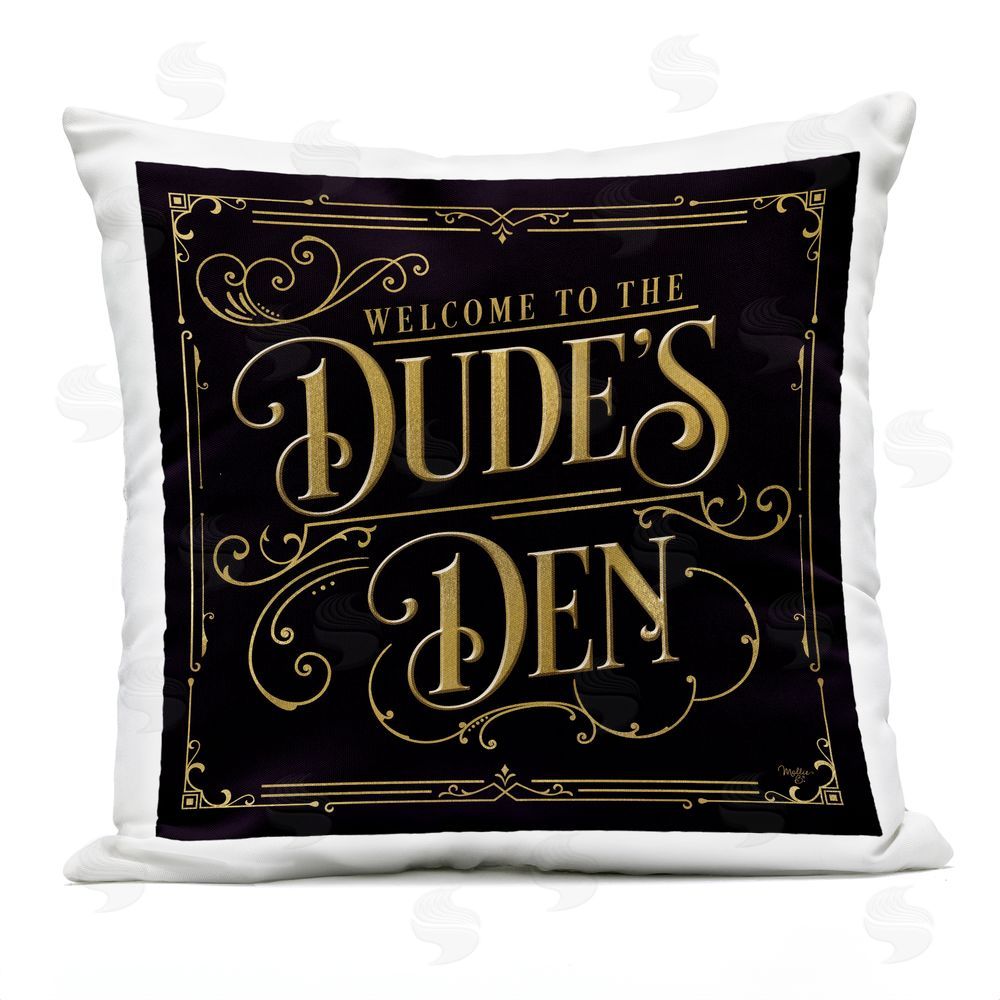 Mollie B. Welcome to Dude's Den Outdoor Quick-Dry Polyester Square Throw Pillow