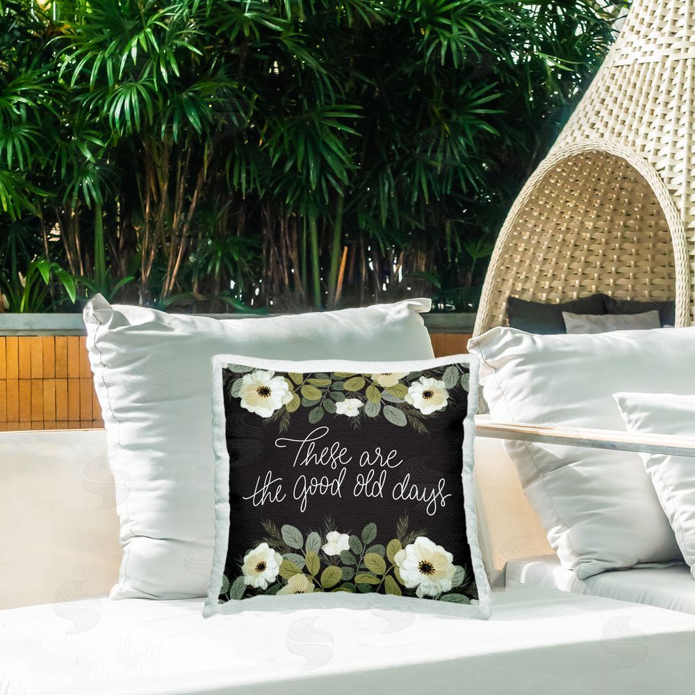 House Fenway Good Old Days with Floral Garden Outdoor Quick-Dry Polyester Printed Square Pillow on Patio