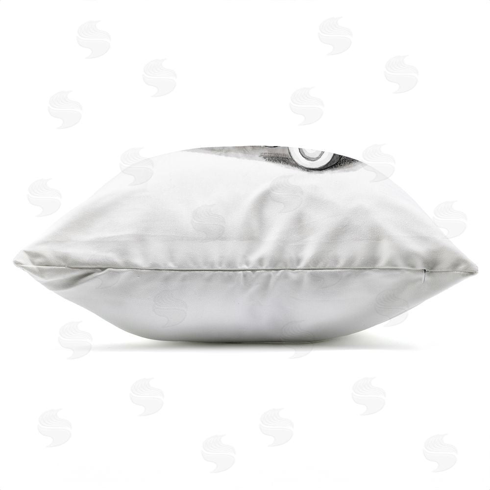Rachel Nieman Grey Toned T-Rex in Car Outdoor Quick-Dry Polyester Square Throw Pillow Zipper Detail