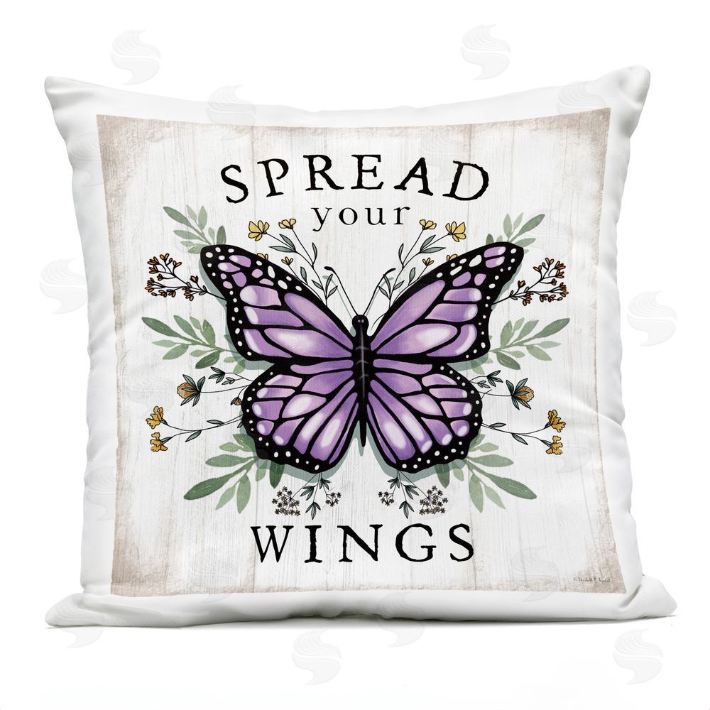Elizabeth Tyndall Spread Your Wings Purple Butterfly Outdoor Quick-Dry Polyester Square Throw Pillow