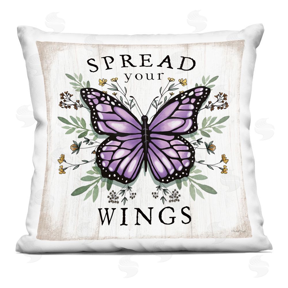 Elizabeth Tyndall Spread Your Wings Purple Butterfly Indoor Plush Polyester Square Throw Pillow
