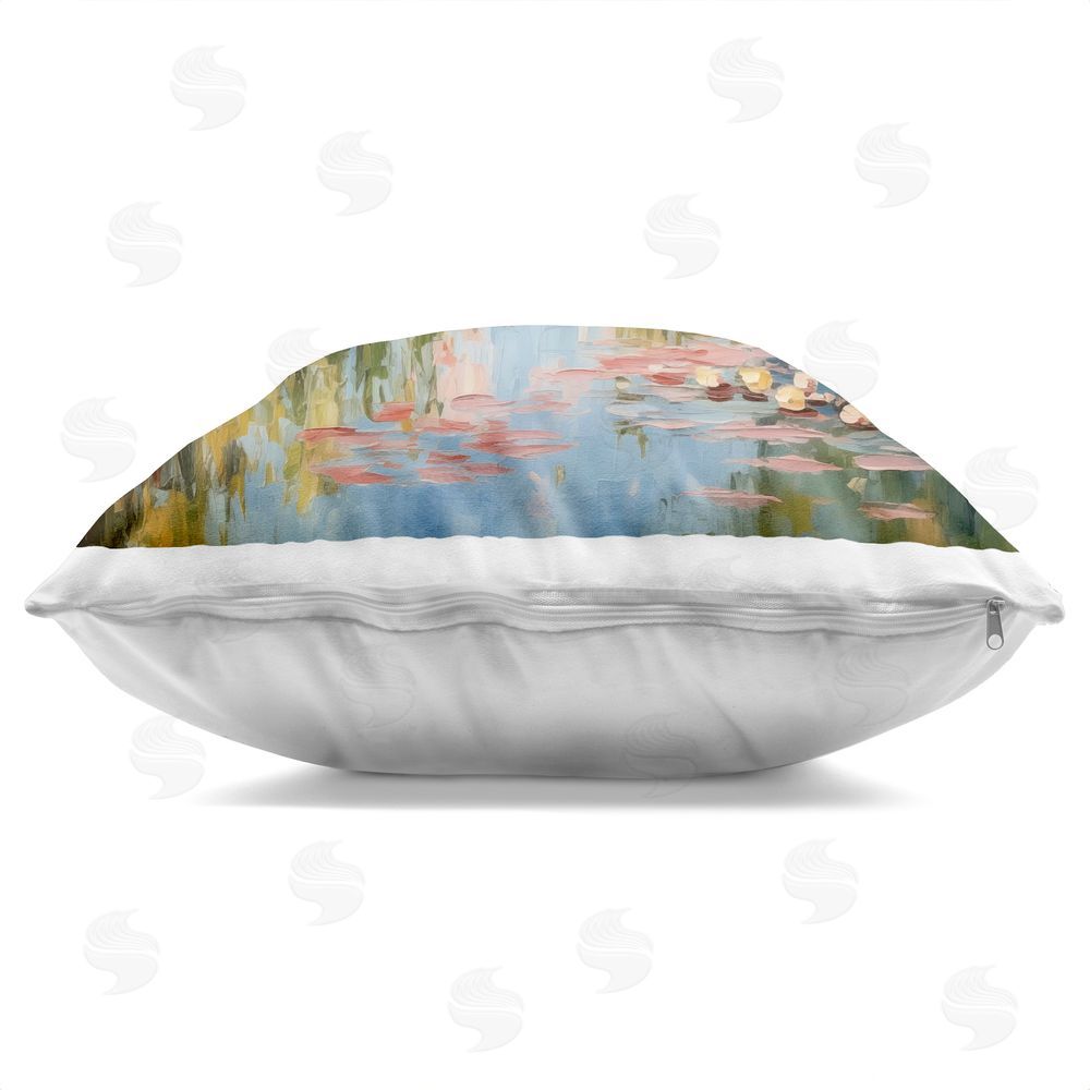 Heidi Kuntz Lilies Beneath Bridge Indoor Plush Polyester Square Throw Pillow Zipper Detail