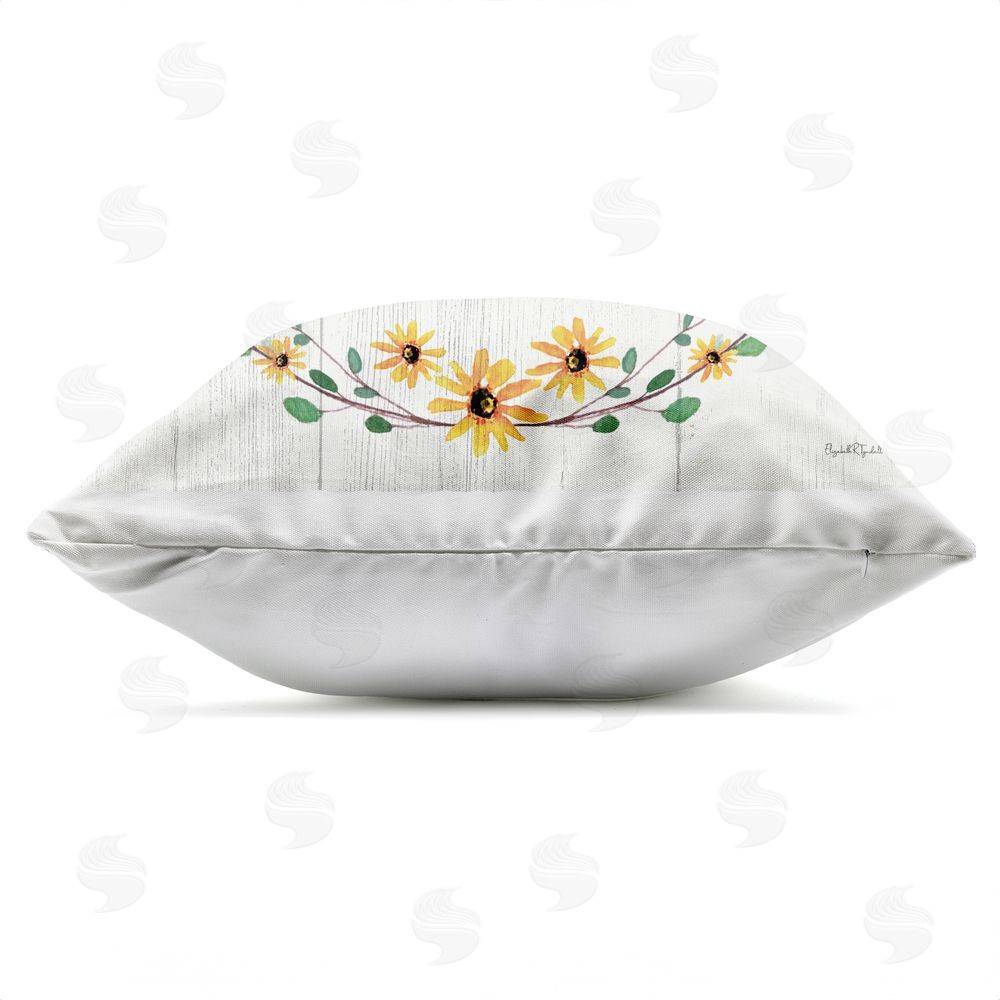 Elizabeth Tyndall Bee Happy with Delicate Wreath Outdoor Quick-Dry Polyester Square Throw Pillow Zipper Detail