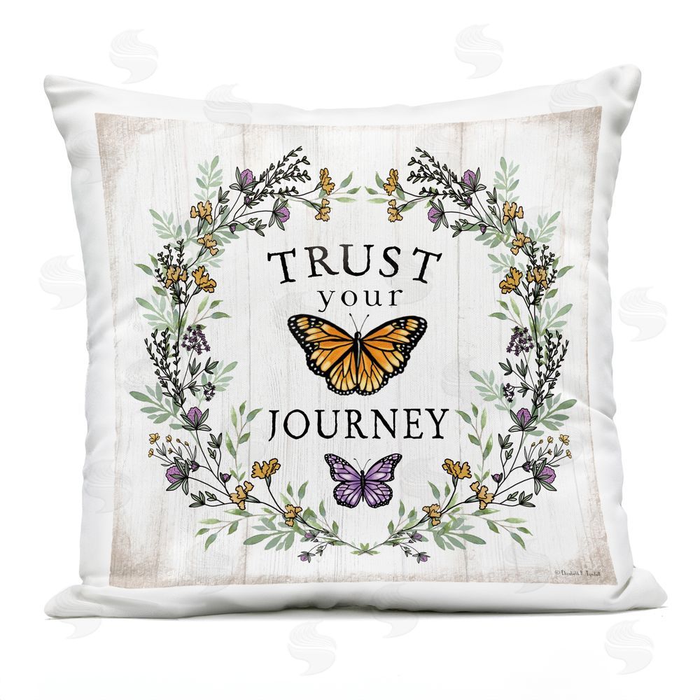Elizabeth Tyndall Trust Your Journey Butterflies Outdoor Quick-Dry Polyester Square Throw Pillow