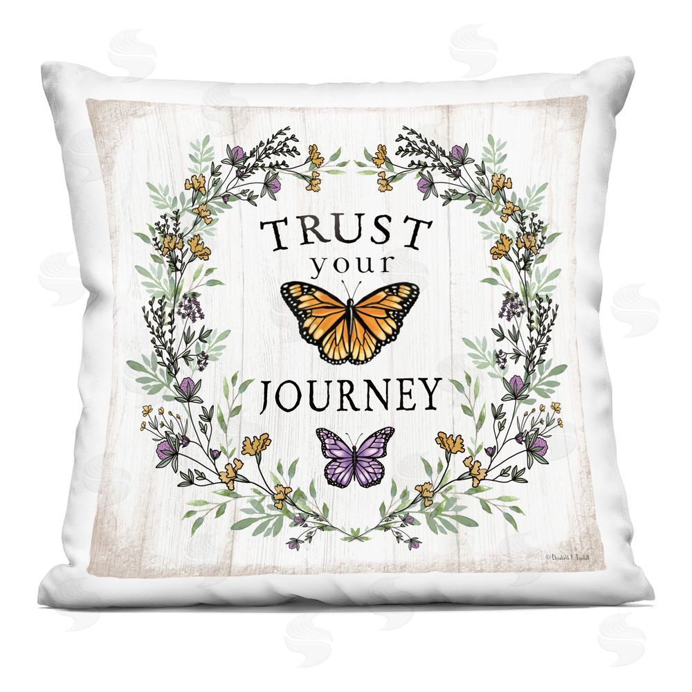 Elizabeth Tyndall Trust Your Journey Butterflies Indoor Plush Polyester Square Throw Pillow