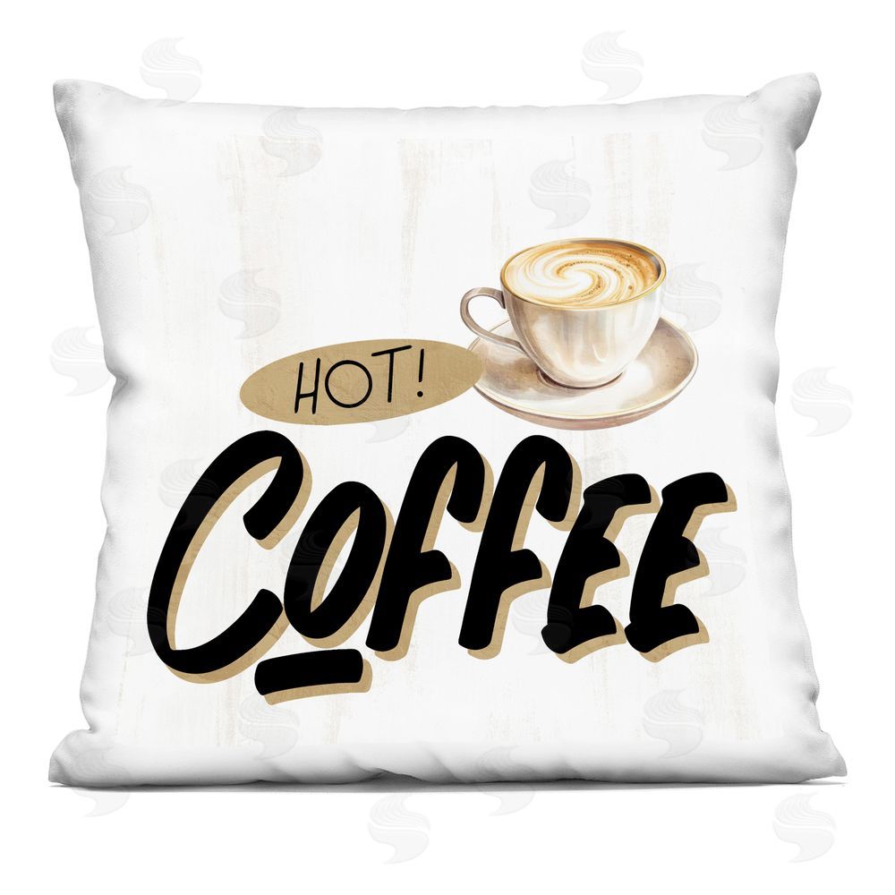 Kim Allen Retro Fresh Hot Coffee Indoor Plush Polyester Square Throw Pillow