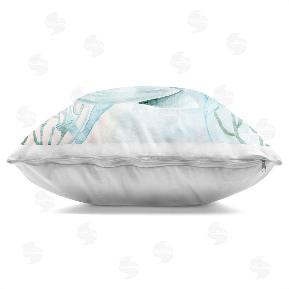 Kim Allen Whale Sea Swim Indoor Plush Polyester Square Throw Pillow Zipper Detail