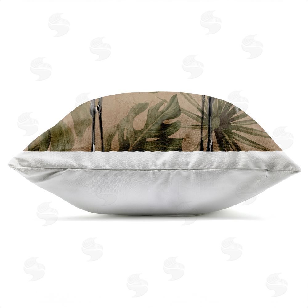 Kim Allen Two Herons over Tropical Leaves Outdoor Quick-Dry Polyester Square Throw Pillow Zipper Detail