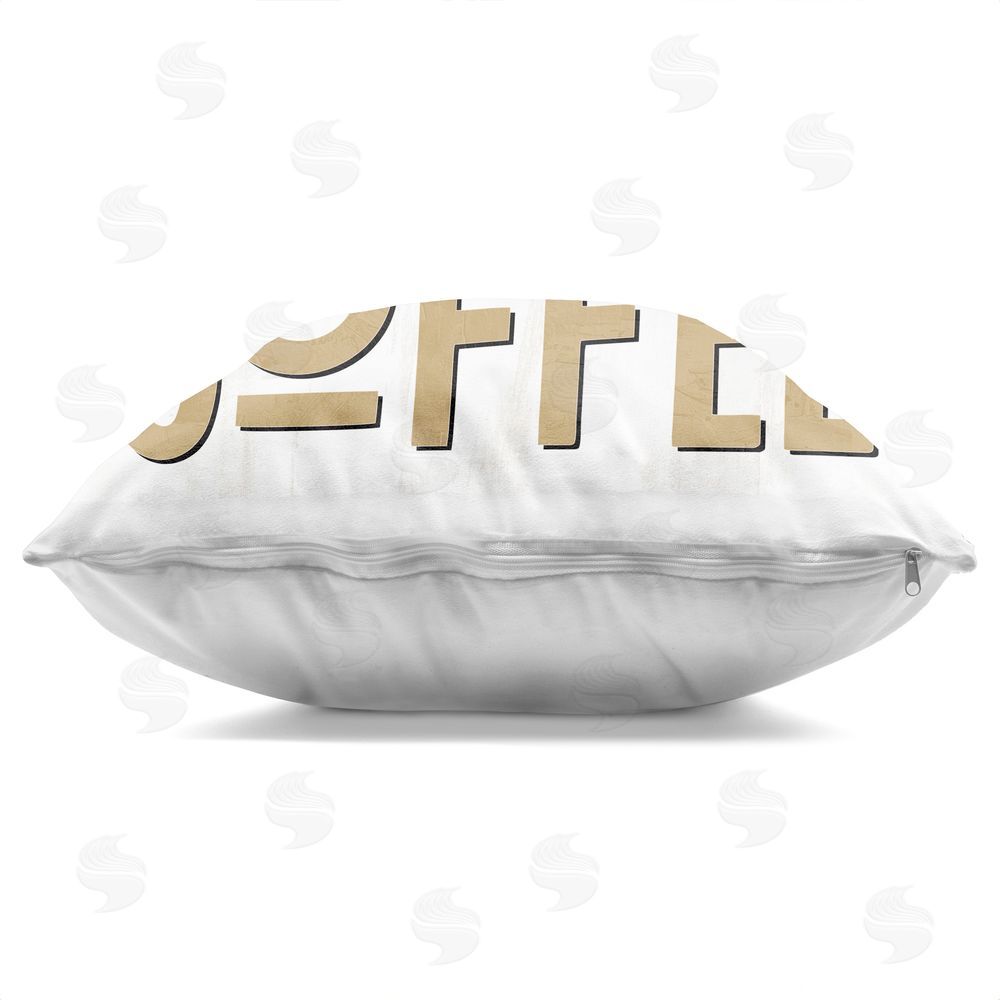 Kim Allen Fresh Hot Coffee Indoor Plush Polyester Square Throw Pillow Zipper Detail
