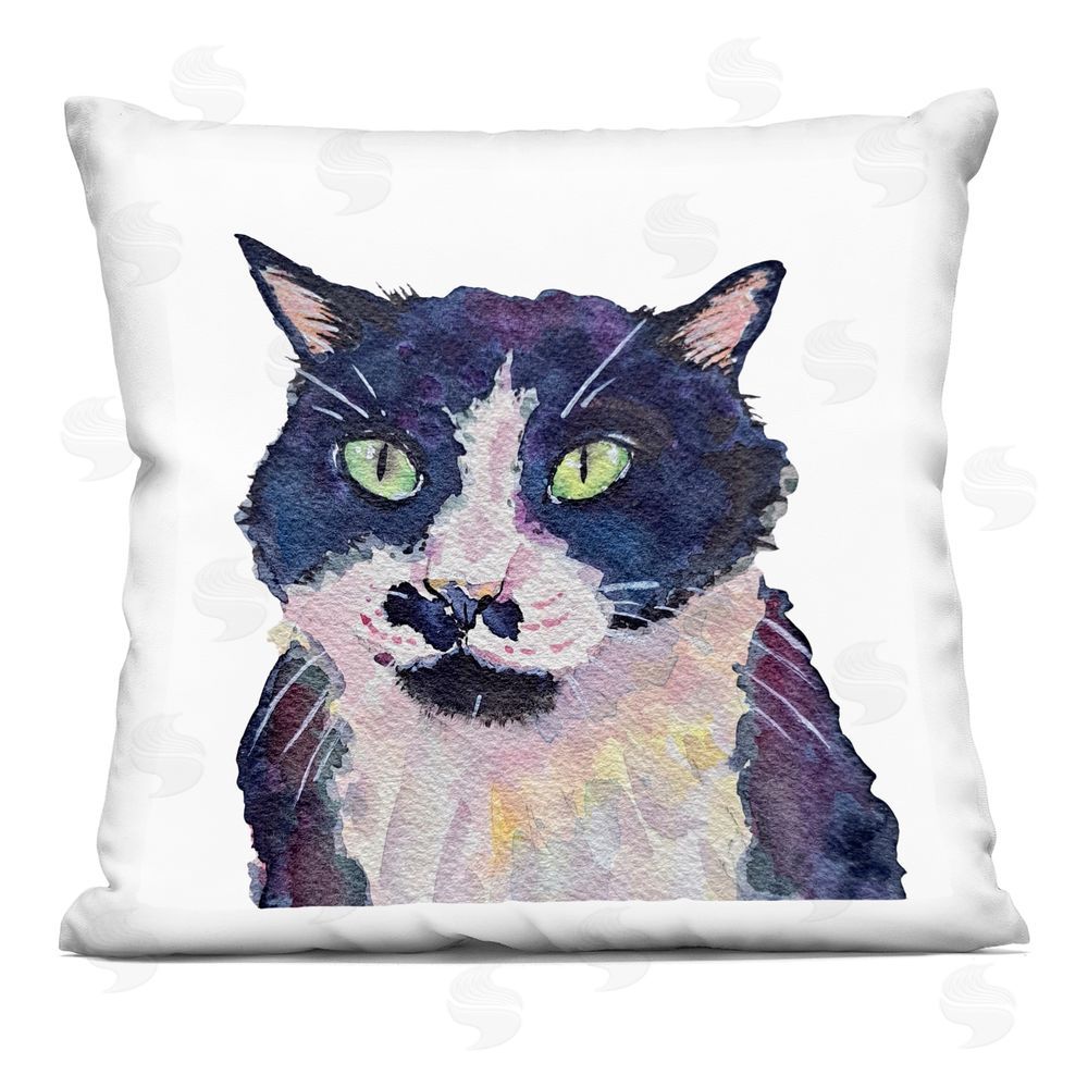 Tatiana Roberts Expressive Tuxedo Cat Indoor Printed Throw Pillow